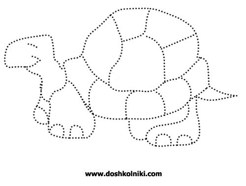 рисунки точками черепаха