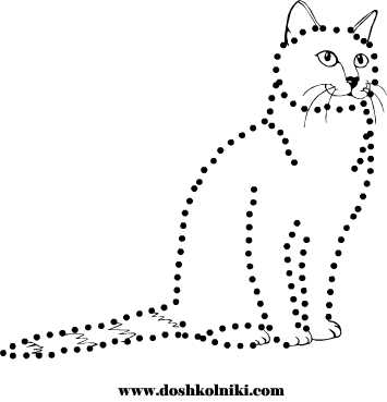рисунок по точкам детская игра кошка